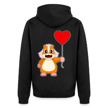 Hamster Braut Luftballon Hochzeit - Unisex Premium Bio Zip Hoodie - Schwarz - Hinten - Nico (187cm)