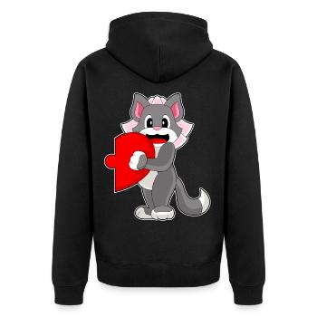 Katze Braut Herz Hochzeit - Unisex Premium Bio Zip Hoodie - Schwarz - Hinten - Nico (187cm)