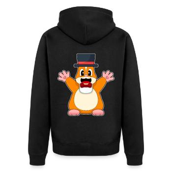 Hamster Groom Top Hat Wedding - Unisex Premium Organic Zip Hoodie - black - Back - Nico (187cm)