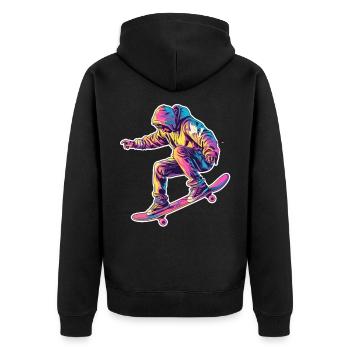 Retro Skateboarder - Unisex Premium Bio Zip Hoodie - Schwarz - Hinten - Nico (187cm)
