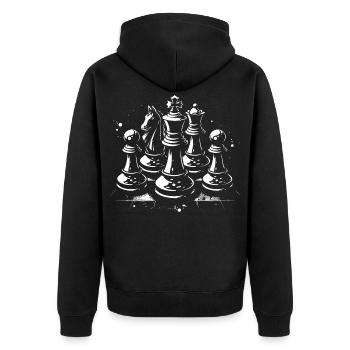 Schachfiguren - Unisex Premium Bio Zip Hoodie - Schwarz - Hinten - Nico (187cm)