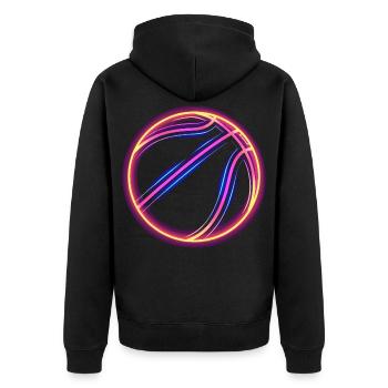 Basketball Retrowave - Unisex Premium Bio Zip Hoodie - Schwarz - Hinten - Nico (187cm)