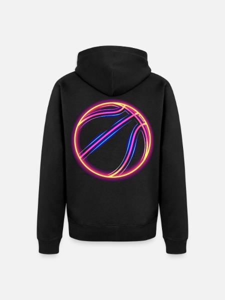 Basketball Retrowave - Unisex Premium Organic Zip Hoodie - black