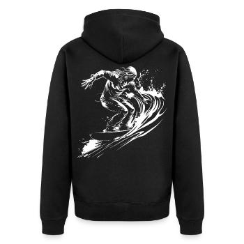 Surfer Skizze - Unisex Premium Bio Zip Hoodie - Schwarz - Hinten - Nico (187cm)