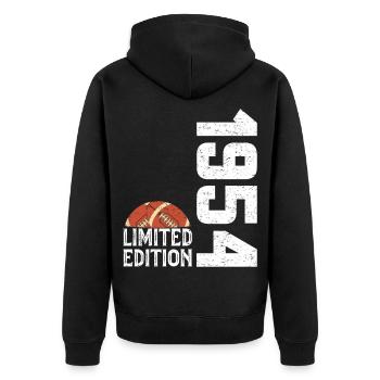 70th Anniversary 1954 Limited Edition Rugby - Unisex Premium Organic Zip Hoodie - black - Back - Nico (187cm)