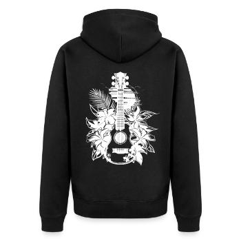 Ukulele-Comic - Unisex Premium Bio Zip Hoodie - Schwarz - Hinten - Nico (187cm)