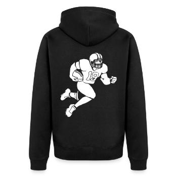 Football Spieler - Unisex Premium Bio Zip Hoodie - Schwarz - Hinten - Nico (187cm)