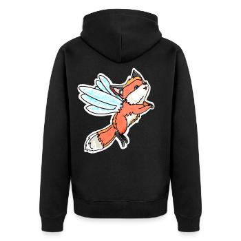 Fantastic, Flying Fairy Fox - Unisex Premium Organic Zip Hoodie - black - Back - Nico (187cm)