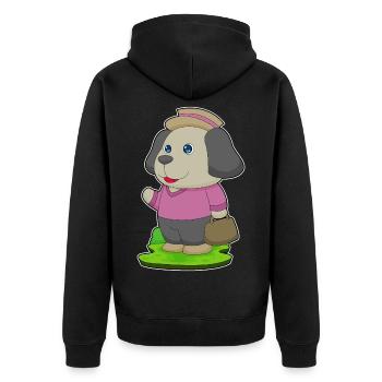 Hund Wanderer Tasche Wandern - Unisex Premium Bio Zip Hoodie - Schwarz - Hinten - Nico (187cm)