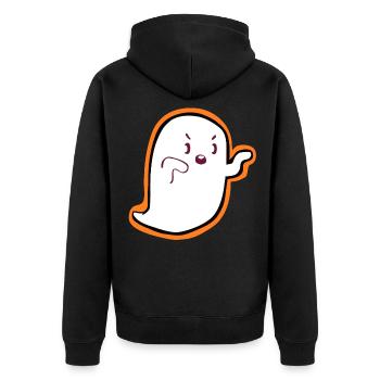 Kawaii Ghost – Cute Halloween Design - Unisex Premium Organic Zip Hoodie - black - Back - Nico (187cm)