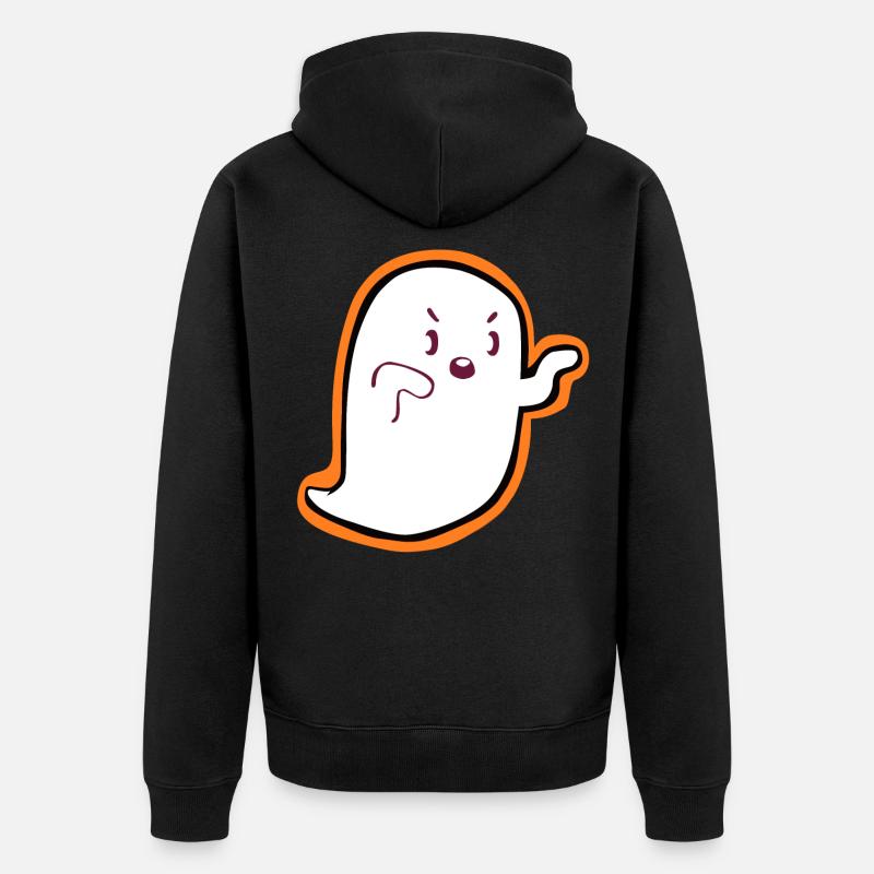 Fantôme Kawaii - Design mignon d’Halloween - Veste à capuche bio Premium Unisexe - noir