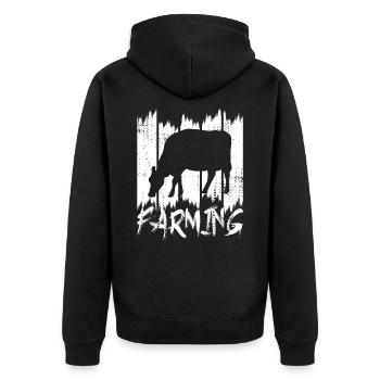 Rinderbauer - Unisex Premium Bio Zip Hoodie - Schwarz - Hinten - Nico (187cm)