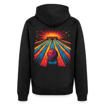 Bowling Cartoon Look - Unisex Premium Bio Zip Hoodie - Schwarz - Hinten - Nico (187cm)
