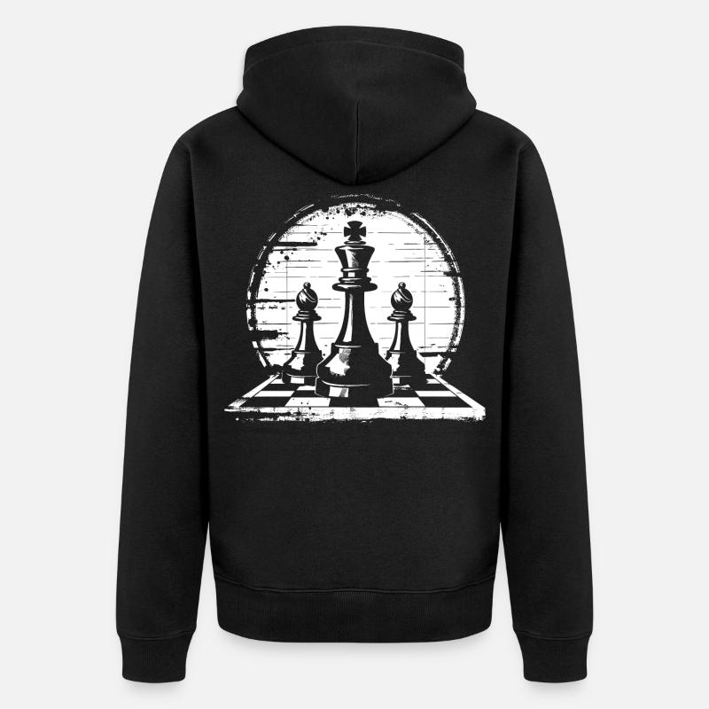 Graphiques de pièces d’échecs - Veste à capuche bio Premium Unisexe - noir