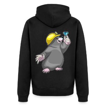 Mole Miner Jewel Mining - Unisex Premium Organic Zip Hoodie - black - Back - Nico (187cm)