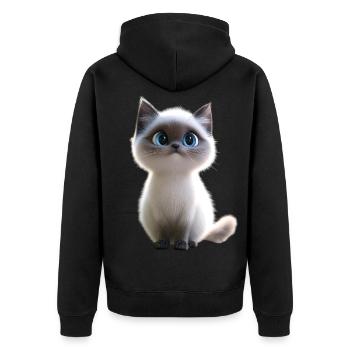 Ragdoll Katze Ragdollkatze Cat Süße Ragdoll Katzen - Unisex Premium Bio Zip Hoodie - Schwarz - Hinten - Nico (187cm)
