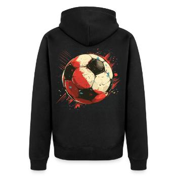 Fußball Grafik - Unisex Premium Bio Zip Hoodie - Schwarz - Hinten - Nico (187cm)