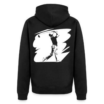Golfer Skizze - Unisex Premium Bio Zip Hoodie - Schwarz - Hinten - Nico (187cm)