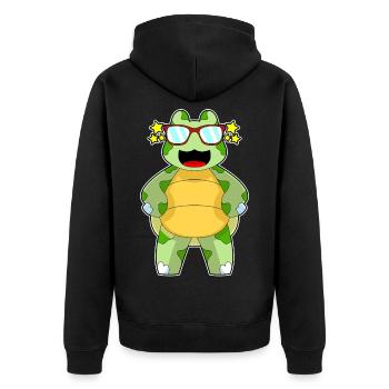 Turtle Sunglasses - Unisex Premium Organic Zip Hoodie - black - Back - Nico (187cm)