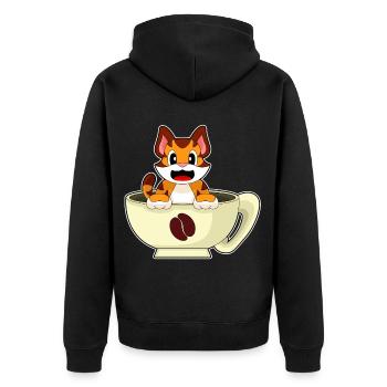 Tiger Kaffee Tasse - Unisex Premium Bio Zip Hoodie - Schwarz - Hinten - Nico (187cm)