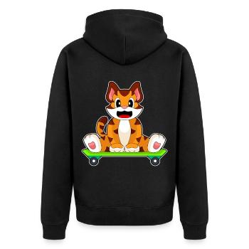 Tiger Skater Skateboard - Unisex Premium Bio Zip Hoodie - Schwarz - Hinten - Nico (187cm)