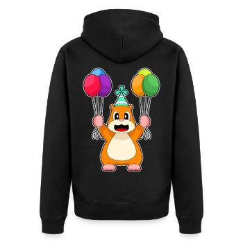 Hamster Birthday Balloon - Unisex Premium Organic Zip Hoodie - black - Back - Nico (187cm)