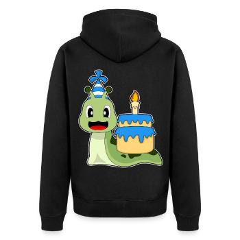 Schnecke Geburtstag Kuchen - Unisex Premium Bio Zip Hoodie - Schwarz - Hinten - Nico (187cm)