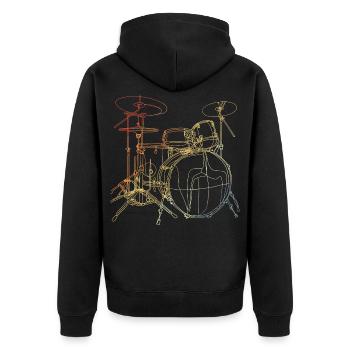 Schlagzeug Vintage Look - Unisex Premium Bio Zip Hoodie - Schwarz - Hinten - Nico (187cm)