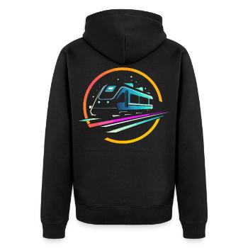 Zug Comic - Unisex Premium Bio Zip Hoodie - Schwarz - Hinten - Nico (187cm)