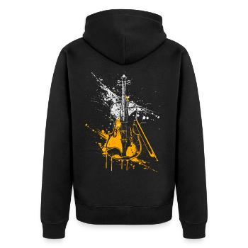 Geige Graffiti - Unisex Premium Bio Zip Hoodie - Schwarz - Hinten - Nico (187cm)