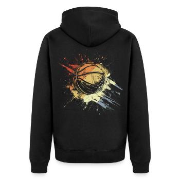 Basketball Ball Retro - Unisex Premium Bio Zip Hoodie - Schwarz - Hinten - Nico (187cm)