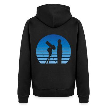 Astronome télescope rétro Vintage Outer Space étoiles - Veste à capuche bio Premium Unisexe - noir - Dos - Nico (187cm)