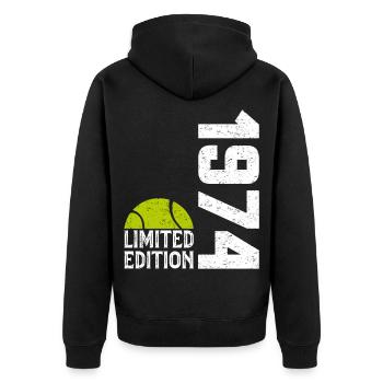 50. Jubiläum 1974 Limited Edition Tennis - Unisex Premium Bio Zip Hoodie - Schwarz - Hinten - Nico (187cm)