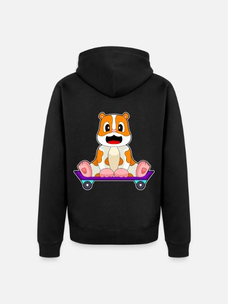 Hamster Skater Skateboard - Unisex Premium Organic Zip Hoodie - black