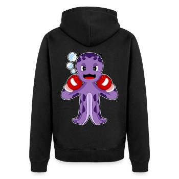 Krake Boxer Boxhandschuhe Boxen - Unisex Premium Bio Zip Hoodie - Schwarz - Hinten - Nico (187cm)