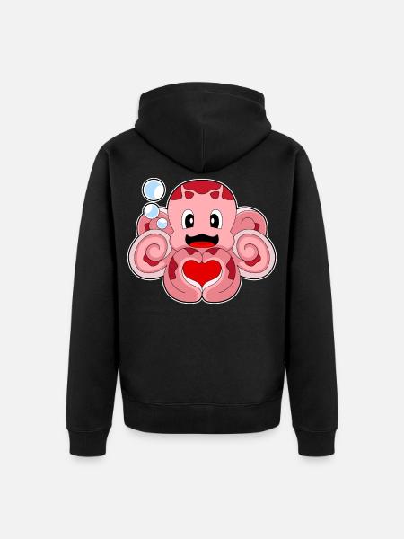 Octopus Heart - Unisex Premium Organic Zip Hoodie - black