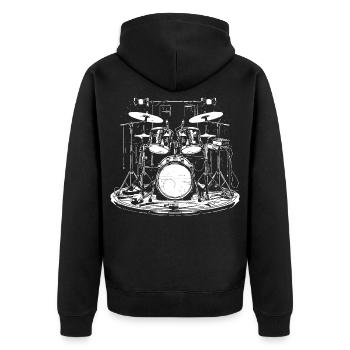 Schlagzeug - Unisex Premium Bio Zip Hoodie - Schwarz - Hinten - Nico (187cm)