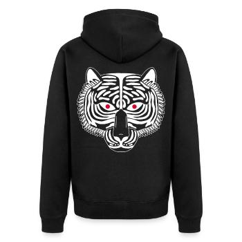 White Tiger - Unisex Premium Organic Zip Hoodie - black - Back - Nico (187cm)