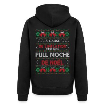 Pull Moche De Noël Humour Cadeau Noel Famille - Veste à capuche bio Premium Unisexe - noir - Dos - Nico (187cm)