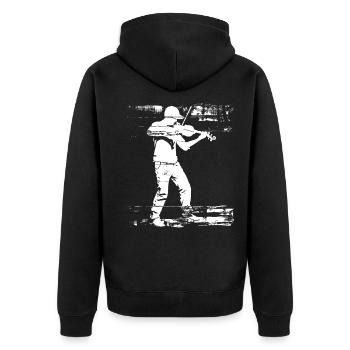 Violinist Skizze - Unisex Premium Bio Zip Hoodie - Schwarz - Hinten - Nico (187cm)