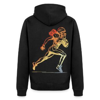 American Football Frau - Unisex Premium Bio Zip Hoodie - Schwarz - Hinten - Nico (187cm)