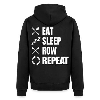 Eat Sleep Row Repeat - Unisex Premium Bio Zip Hoodie - Schwarz - Hinten - Nico (187cm)