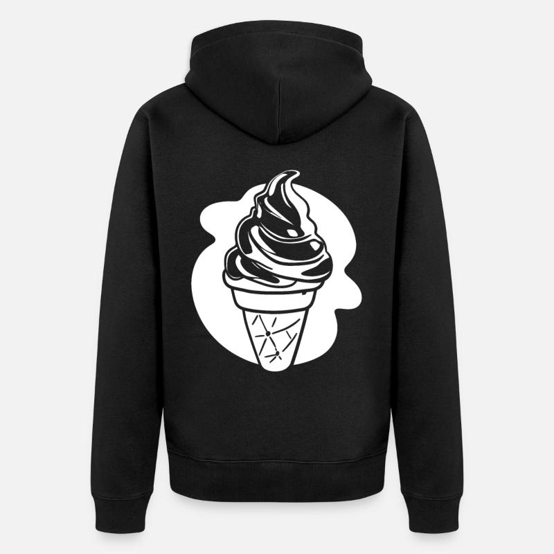 Dessin de crème glacée - Veste à capuche bio Premium Unisexe - noir