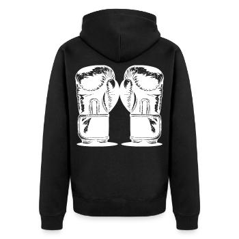 Boxhandschuhe - Unisex Premium Bio Zip Hoodie - Schwarz - Hinten - Nico (187cm)