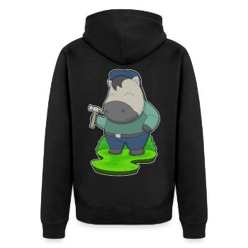 Pferd Handwerker Hammer Handwerk - Unisex Premium Bio Zip Hoodie - Schwarz - Hinten - Nico (187cm)