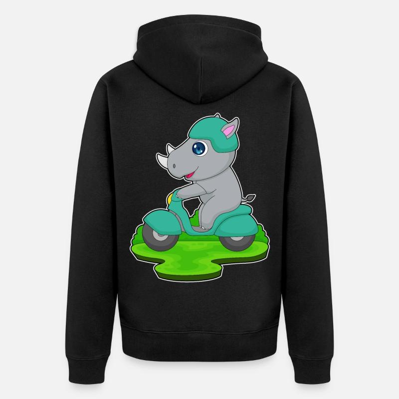 Nashorn Motorroller - Unisex Premium Bio Zip Hoodie - Schwarz
