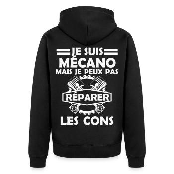 mécanicien mais je ne peux pas réparer les cons 2 - Veste à capuche bio Premium Unisexe - noir - Dos - Nico (187cm)