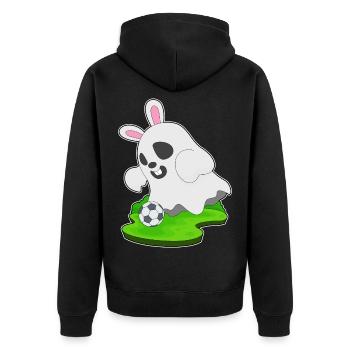 Geist Halloween Fußball - Unisex Premium Bio Zip Hoodie - Schwarz - Hinten - Nico (187cm)