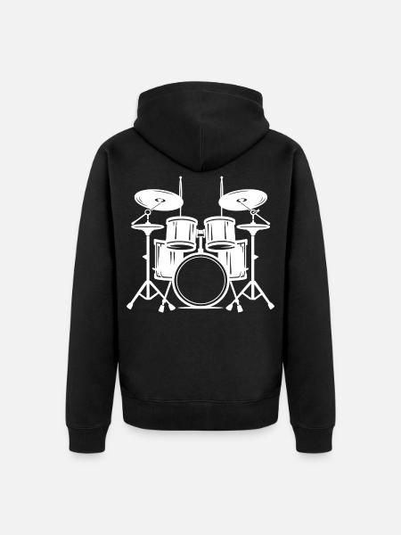 Drum Sketch - Unisex Premium Organic Zip Hoodie - black