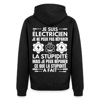 Humour électricien - Veste à capuche bio Premium Unisexe - noir - Dos - Nico (187cm)